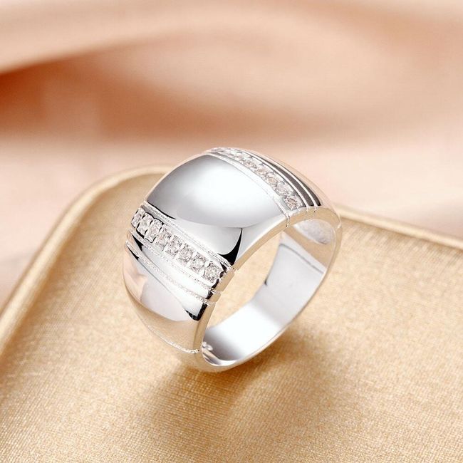 Stylowy solidny pierścionek - srebrny 1