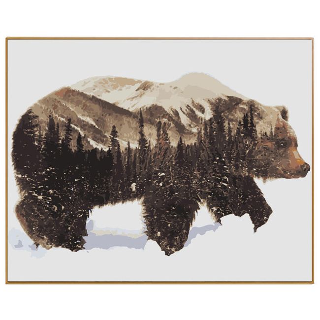 Obraz DIY według numerów - niedźwiedź i las 1