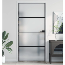 Drzwi wewnętrzne wąskie czarne 93x201,5 cm szkło hartowane i aluminium ZO_155121-A