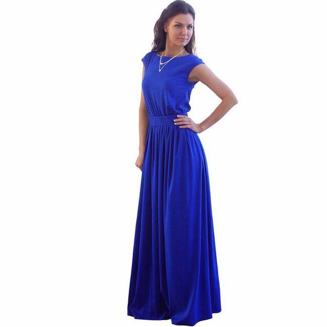 Elegantné dlhé šaty - modré 1