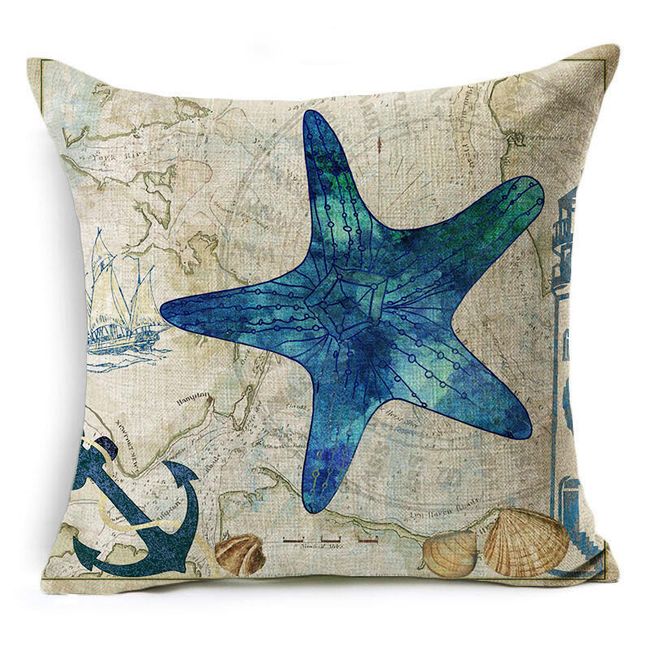 Poszewka na poduszkę z niebieskimi motywami morskimi 1