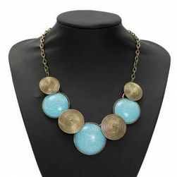 Robustní vintage náhrdelník s kolečky - modrá