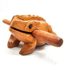 Hudobné drevená žaba Marble