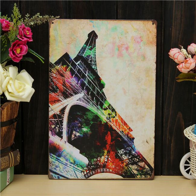 Plechový retro obraz Eiffelovy věže 1