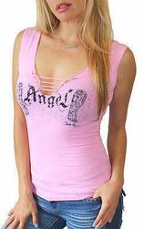 Ružičasta majica bez rukava s anđeoskim krilima