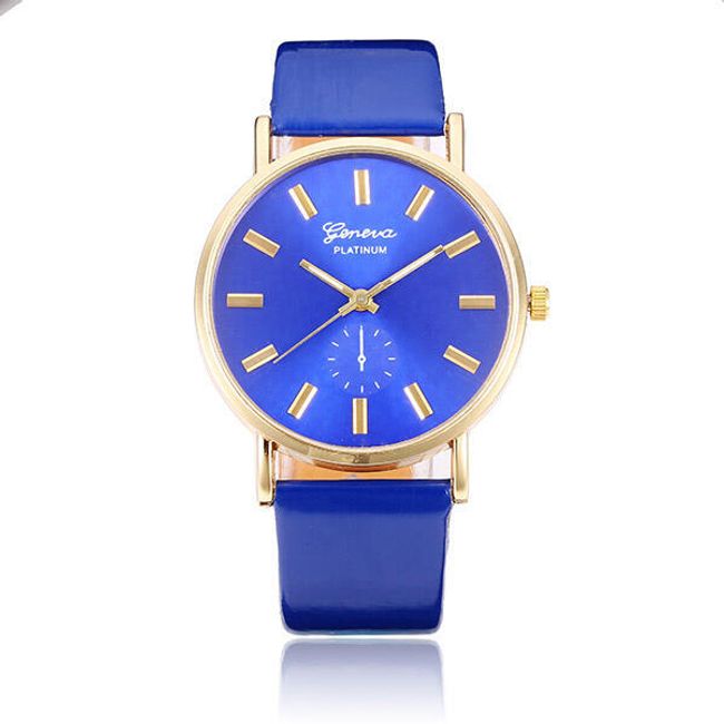 Dámské analogové hodinky v kombinaci modré a zlaté barvy 1