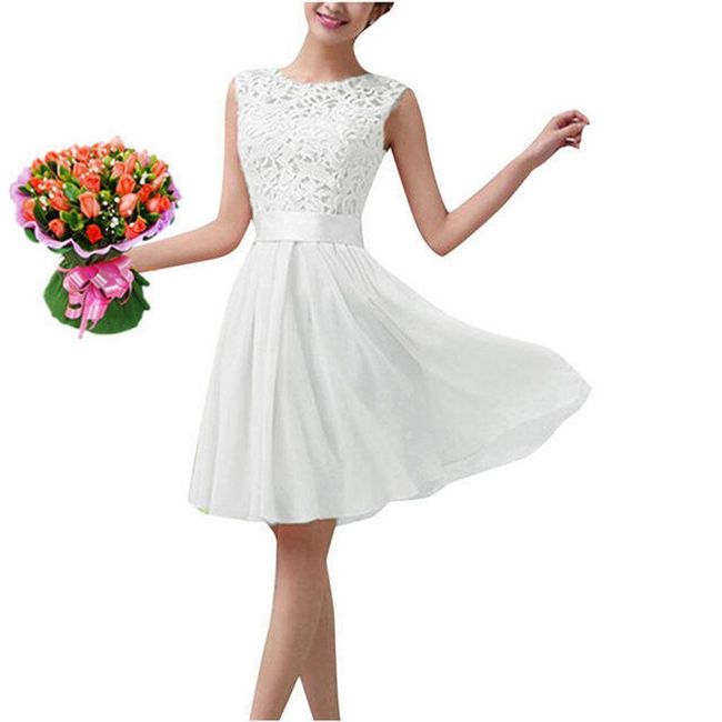 Дамска лятна рокля с дантелена горна част - микс от цветове Бяла - размер 5, Размери XS - XXL: ZO_232812-XL 1