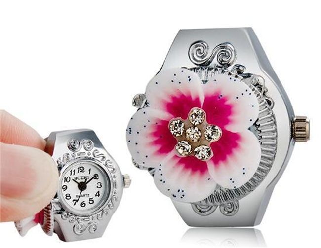 Zegarek pierścionkowy z kwiatkiem - 2 kolory 1