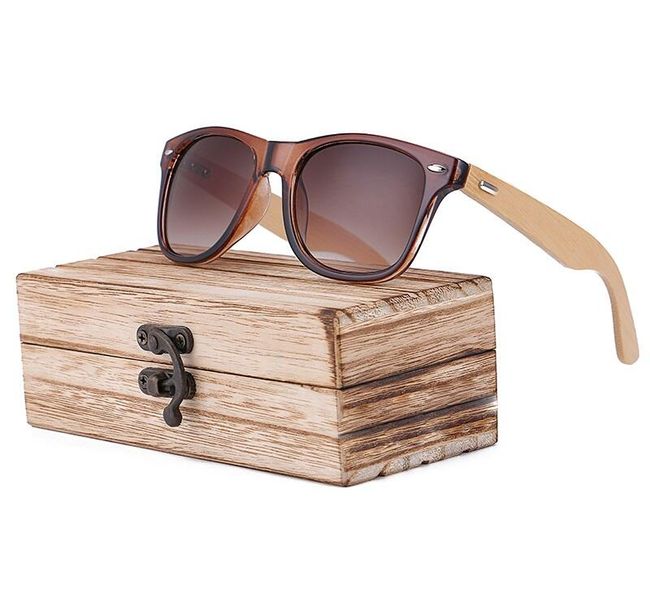 Unisex okulary z drewnianymi zausznikami i pudełkiem - różne kolory 1