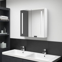 LED-es fürdőszobaszekrény tükörrel, fényes fehér 62 x 14 x 60 cm ZO_353148-A