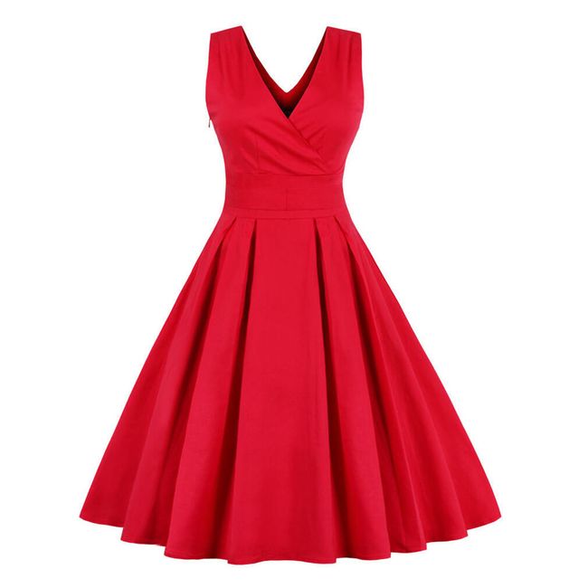 Elegantna jednobojna retro haljina - 2 boje 1