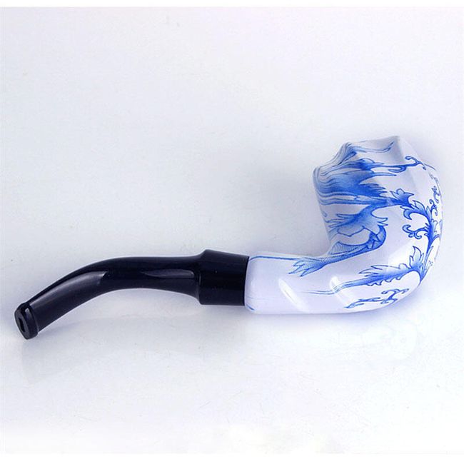 Dekorace - tabáková dýmka v modré barvě 1