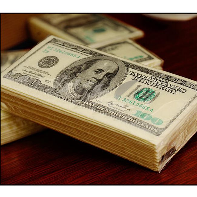 Balení papírových ubrousků s motivem amerického dolaru 1