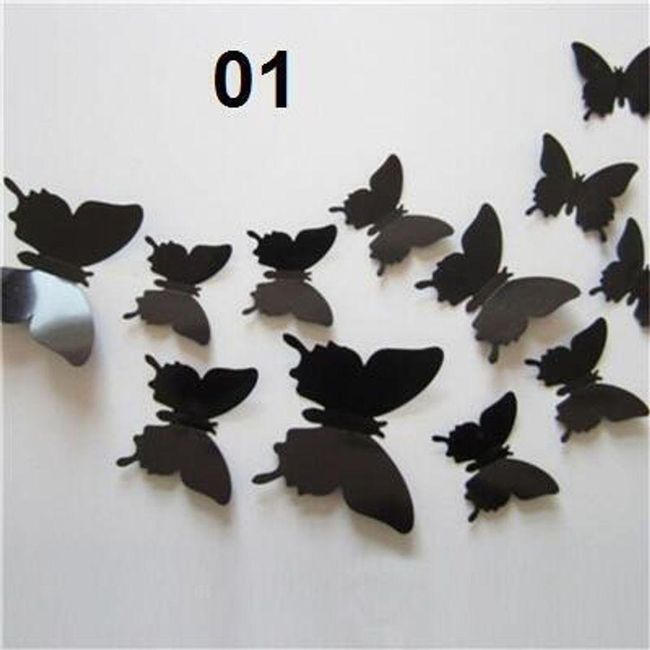12 samoprzylepnych motyli 3D na ścianę - różne kolory 01, Kolor: ZO_26161324-b3c5-11ee-8024-8e8950a68e28 1