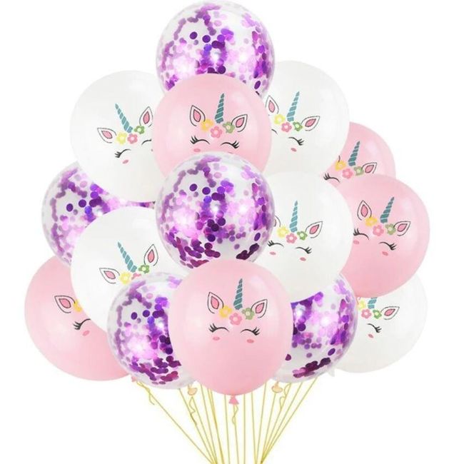 1 set de baloane de ziua de naștere unicorn SS_32998374835-15pcs L 1