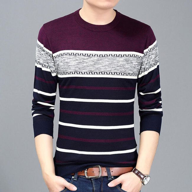 Muški pulover na pruge - 3 boje 1