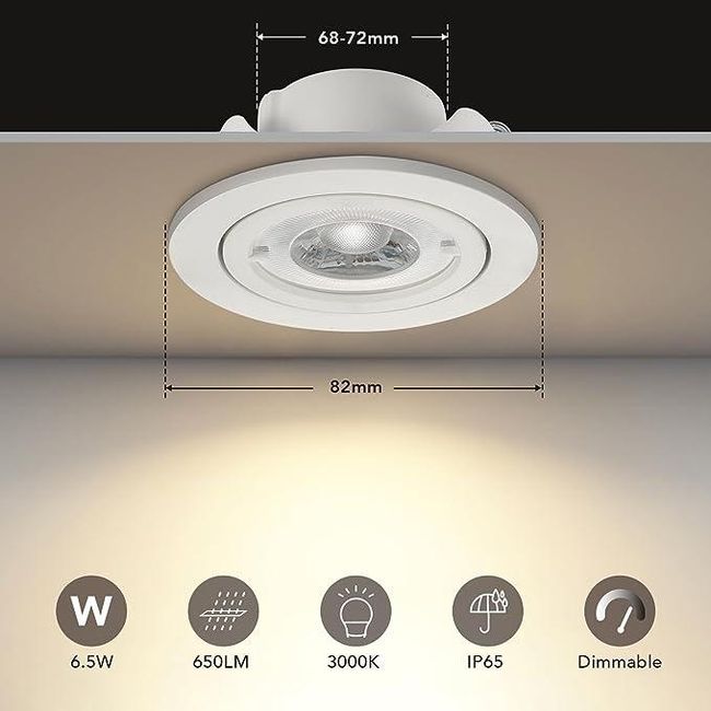 Комплект LED прожектори за вграждане, 6 бр., 6,5 W ZO_186609 1