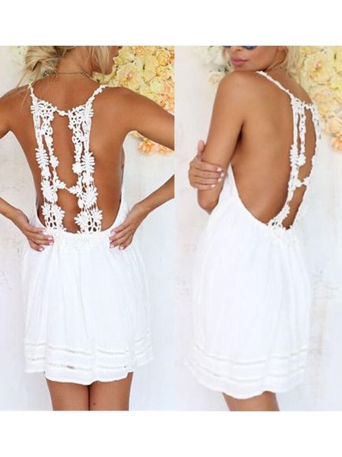 Bílé šaty s odhalenými zády 1