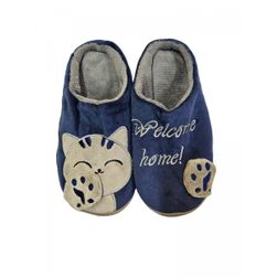 Papuci de damă cu pisică de culoare albastră, Dimensiuni de încălțăminte: ZO_255145-36