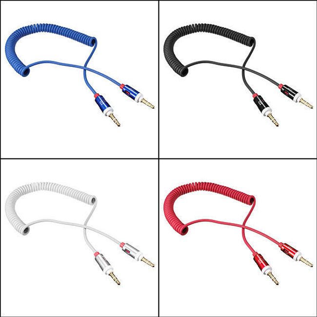 Propojovací 3,5 mm jack spirálový kabel - 4 barvy 1