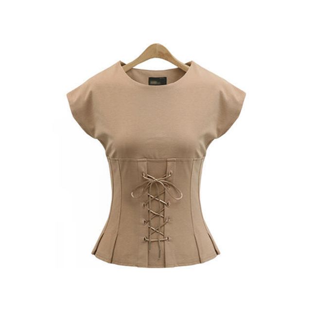 Tricou de culoare solidă cu corset 1