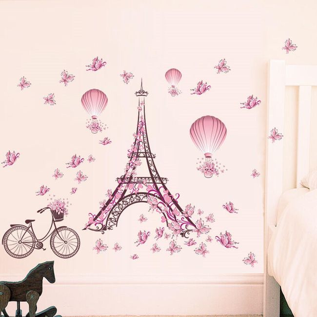 Samolepka na zeď - Romantická Eiffelova věž 1