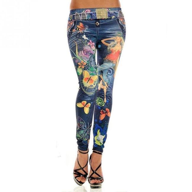 Дамски джинси с разноцветни пеперуди - 2 цвята - Синьо ZO_ST00702 1