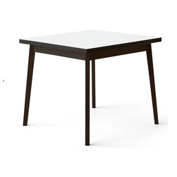 Jedilna miza enojna raztegljiva, bela/črna, 90x90 cm ZO_258908