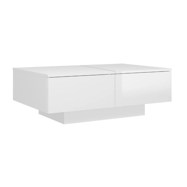 Konferenční stolek bílý vysoký lesk 90 x 60 x 31 cm dřevotříska ZO_804181-A 1