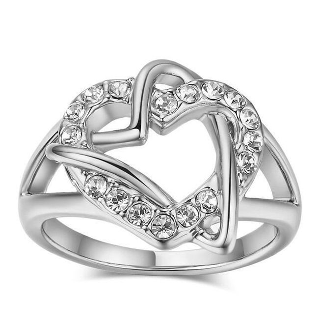 Ženski prsten sa srcem i kamenčićima - 7 veličina 1