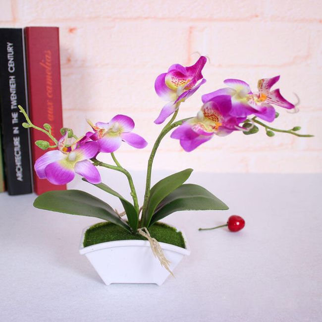 Umělá motýlí orchidej v květináči - 4 barvy  1