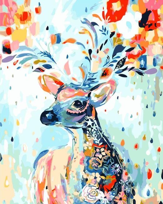 Malowanie numerami 40 x 50 cm - kolorowe jelenie 1