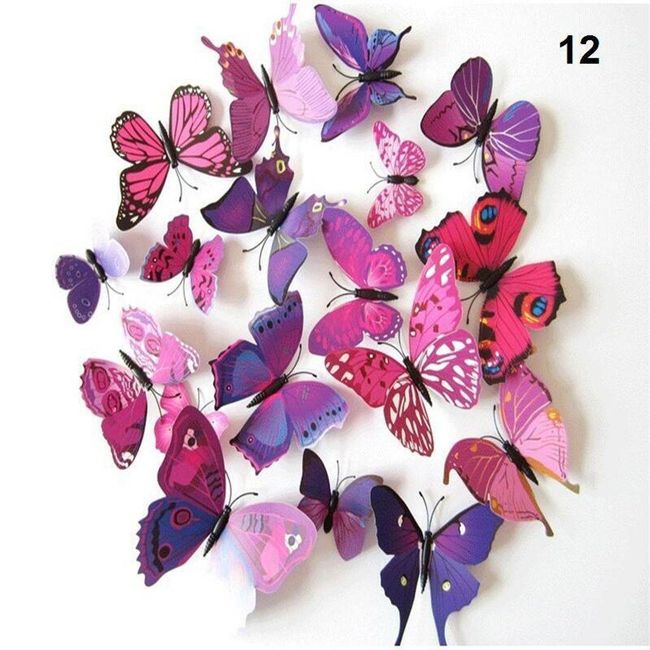 12 kom samoljepljivih 3D leptira na zidu - različite boje ZO_ST01231 1