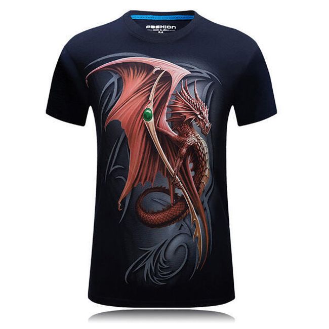 Męski t-shirt z nadrukiem 3D z motywem smoka 1