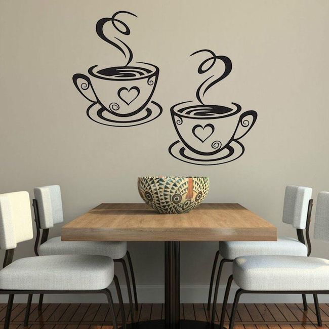 Стилен стикер за стена - кафе с любов 1