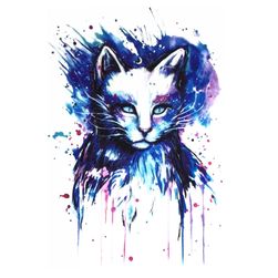 Tymczasowy tatuaż - niebieski kotek