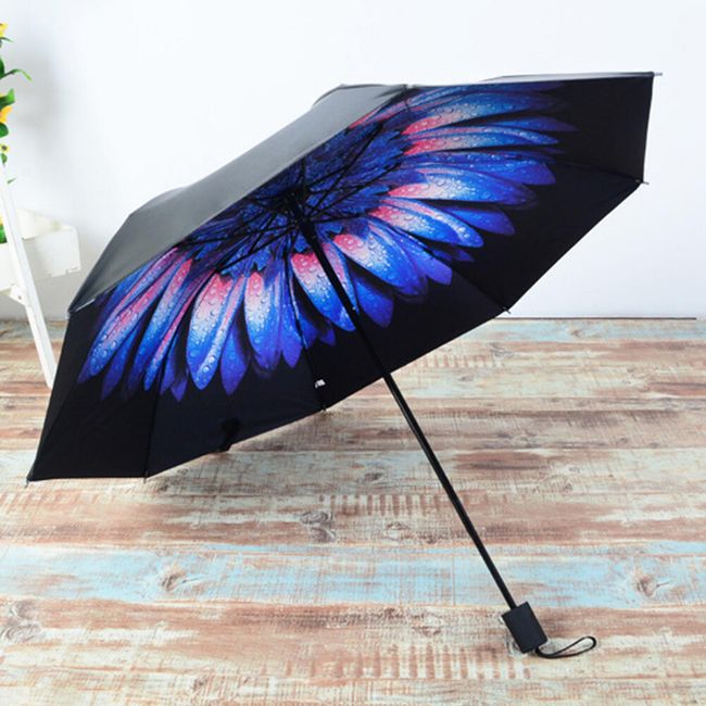 Deštník s modrofialovou květinou 1