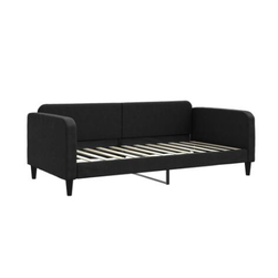 Czarne łóżko 100 x 200 cm tekstylne ZO_354040-A