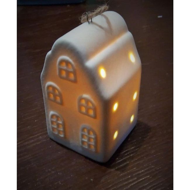 Dům keramika závěs LED 4,5x7,5 cm bílá ZO_PN000289 1