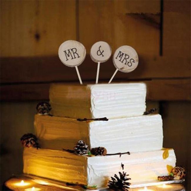 Dekorace na svatební dort - Mr & Mrs - 3 ks 1
