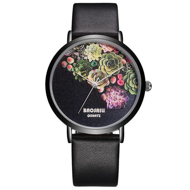 Damski zegarek z tarczą w kwiaty 1