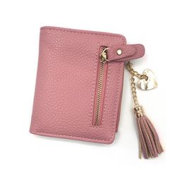 Damski portfel z frędzlem i serduszkiem - 6 kolorów