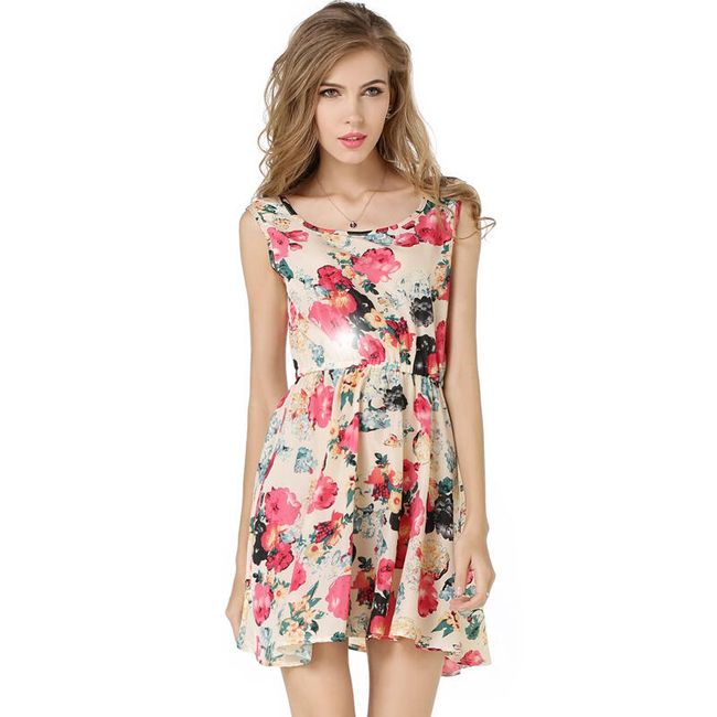 Letné šaty s kvetmi - 2 farby 1