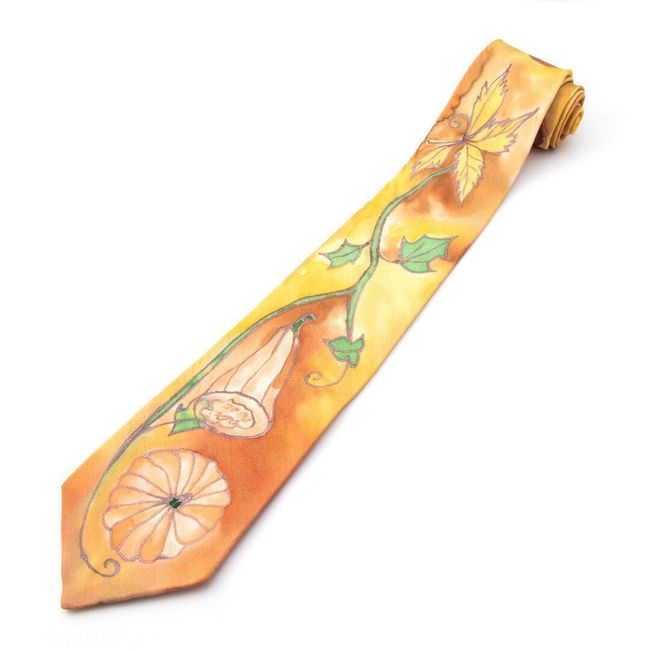 Копринена ръчно рисувана вратовръзка Есенно настроение 1