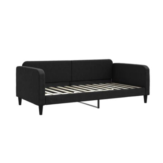 Czarne łóżko 100 x 200 cm tekstylne ZO_354040-A 1