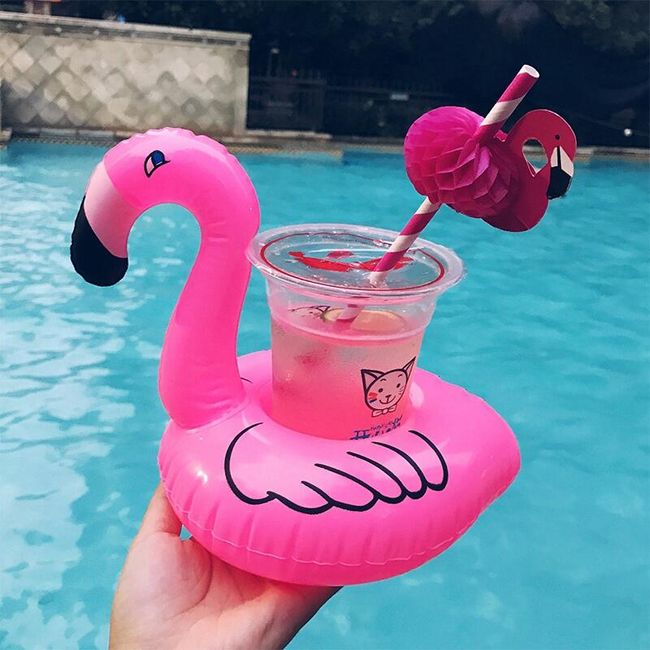 Uchwyt na napoje w kształcie flaminga - kolor różowy 1