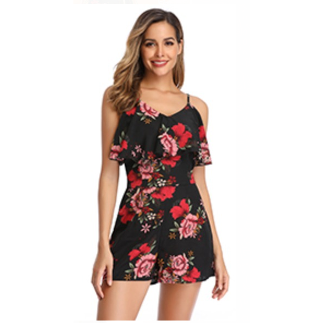 MISS Molly Salopetă pentru femei cu model floral negru, mărimi XS - XXL: ZO_257536-S 1