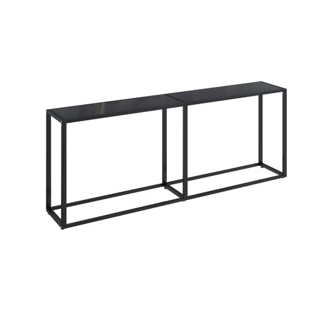 Konzolna miza črna 200 x 35 x 75,5 cm kaljeno steklo ZO_331687-A 1