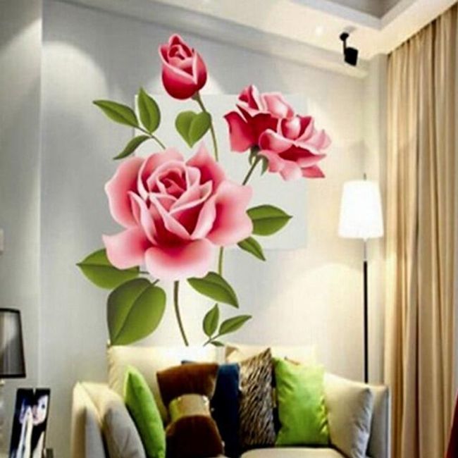 Autocolant romantic pentru perete - trandafir 1