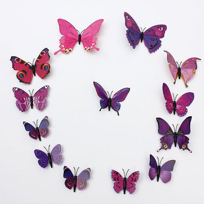 Dekorace v podobě 3D motýlků - 6 barev 1 1